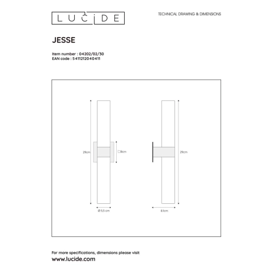 Kinkiet JESSE 2xG9 IP44 czarny 04202/02/30 Lucide - zdjęcie dodatkowe 5
